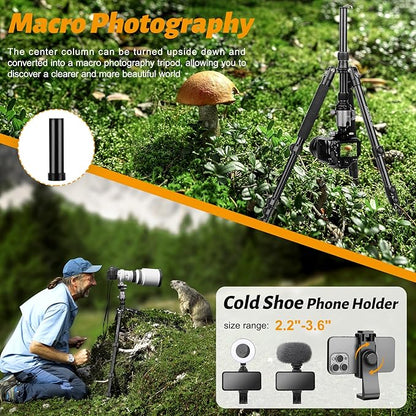 JOILCAN Tripod for Camera, 81" Aluminum Camera Tripod Monopod, Heavy Duty Travel Tripods for Spotting Scope Binoculars Laser Level, Payload 35Lb