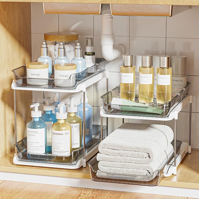 Delamu 2-Tier Multi-Purpose Bathroom Under Sink Organizers and Storage - Image 7