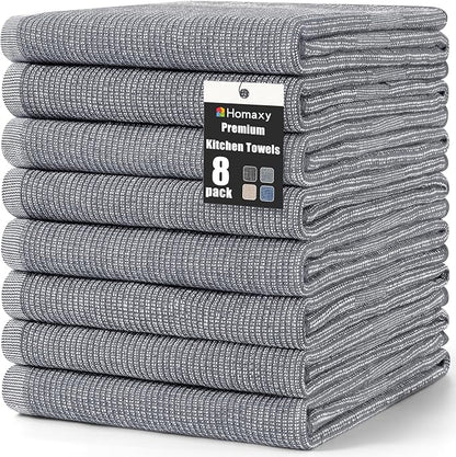 Homaxy Premium Kitchen Towels, Large Cotton Kitchen Hand Towels, Flat and Terry by Homaxy