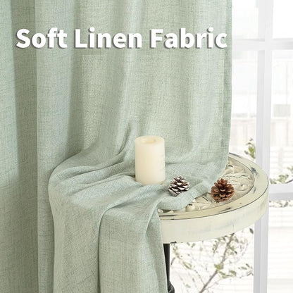 YoungsTex Sage Green Linen Semi Sheer Curtains 45 Inch Length - Image 9