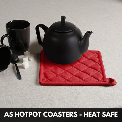 Oven Mitt + Pot Holder 100% Cotton Heat Resistant Kitchen Oven Gloves & Hot Pads - Image 6