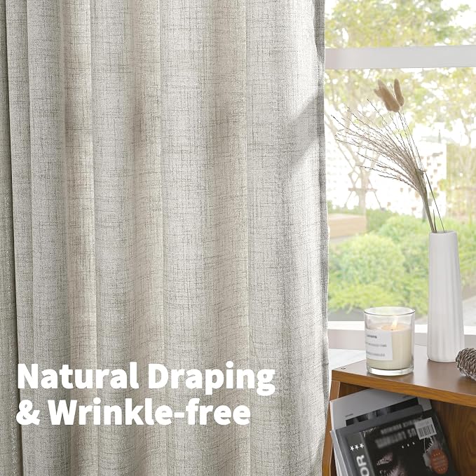 YoungsTex Dark Grey Linen Curtains 63 Inch Length - Image 7