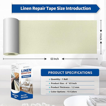 KING MOUNTAIN Linen Repair Patches, Self-Adhesive Fabric Patches, 4 X 63 inch - Image 4