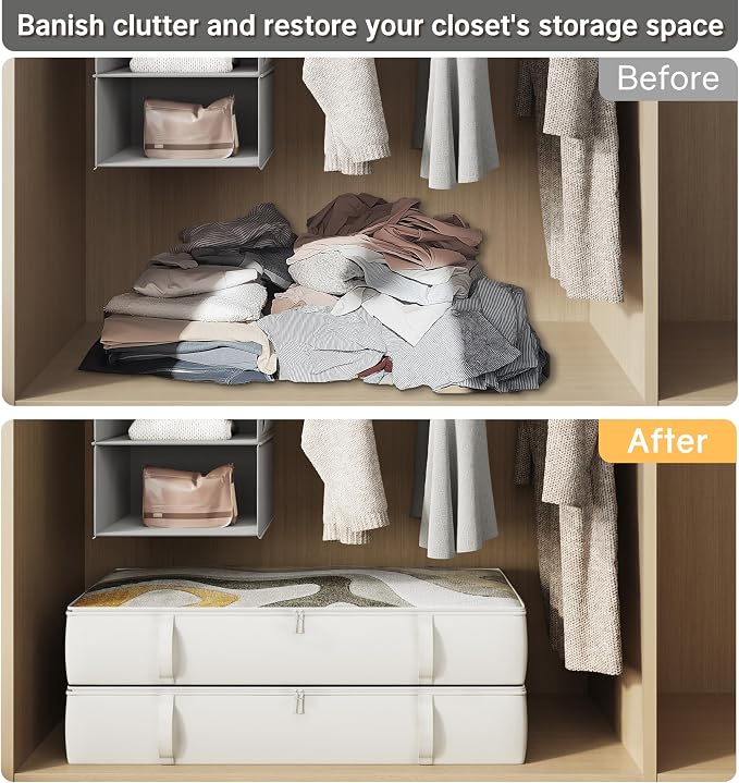 2-Pack Under Bed Storage Containers, 8 Inches Tall Underbed Clothes Storage - Image 3