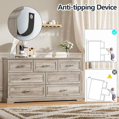 7 Drawer Dresser for Bedroom, Rustic Farmhouse Dresser - Image 6