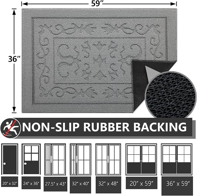 FONEYI Indoor Door Mat 36" x 59", Dirt Trapper Door Mats Non-Slip Entryway Rugs - Image 2