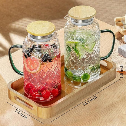 Buaic Glass Pitcher with Lid, 2 PACK 68 oz/2 Liter Vintage Water Pitcher With - Image 4