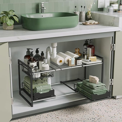 NETEL Under Sink Organizers and Storage, Kitchen Cabinet Organizer, 2 Tier by NETELOfficial
