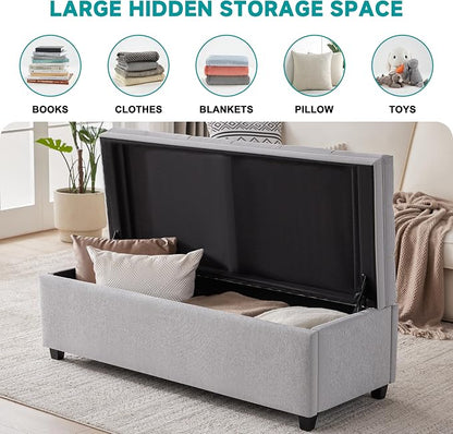 50" Storage Ottoman Bench, Tufted Ottoman - Image 3