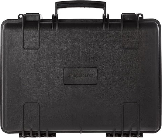 Amazon Basics Hard Camera Case, Medium, Black, Solid, 18"L x 14"W x 6"H