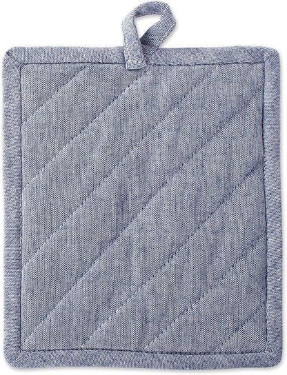 DII 100% Cotton Solid Chambray Kitchen Set, Potholders, 2 Piece - Image 3