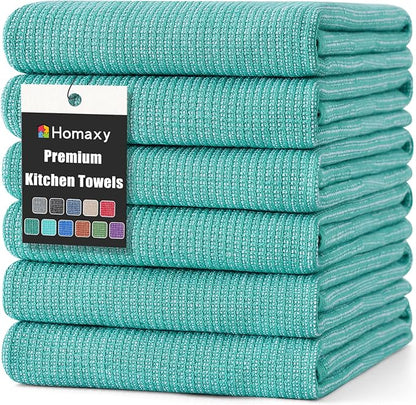 Homaxy Premium Kitchen Towels, Large Cotton Kitchen Hand Towels, Flat and Terry by Homaxy