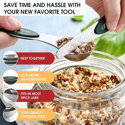 Spring Chef Stainless Steel Magnetic Measuring Spoons Set of 8 - Image 5