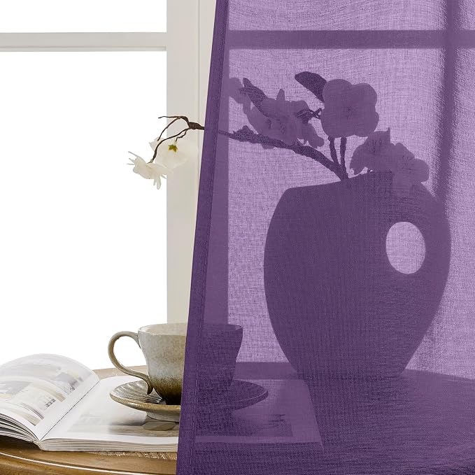Tollpiz Sheer Door Curtains Closet Linen Textured Curtains Sheer Doorway Light - Image 9