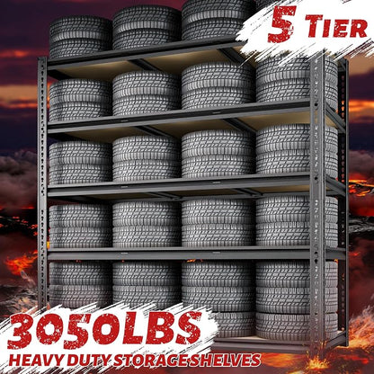 48"W Garage Shelving, 3050LBS Storage Shelves Heavy Duty, 5 Tier Metal Shelving - Image 4