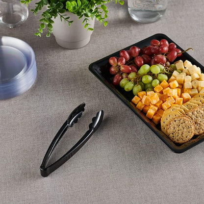 Plasticpro 9'' Serving Tongs Heavy Duty Reusable Kitchen and BBQ Black Serving - Image 3