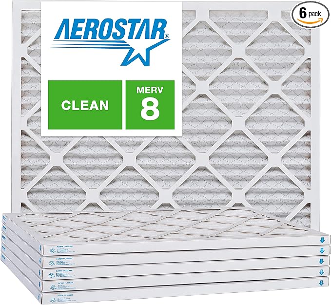 Aerostar 22x28x1 MERV 8, Pleated Air Filter, Box of 6, Made in the USA by AirFiltersDelivered