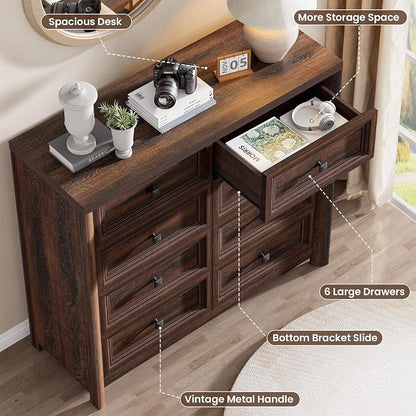 Farmhouse 8 Drawer Dresser for Bedroom, 43.3" Wide Dresser TV Stand, Storage - Image 7