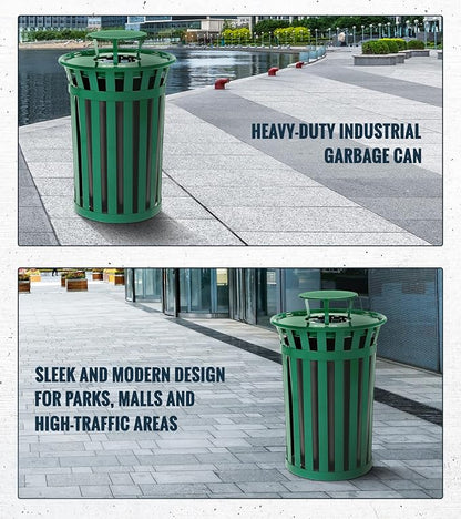 Alpine Industries Outdoor Metal Waste Receptacle Rain Bonnet Lid - Image 7