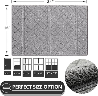 REFETONE Indoor Doormat, Front Back Door Mat 16"x24" Absorbent Rubber Backing - Image 2