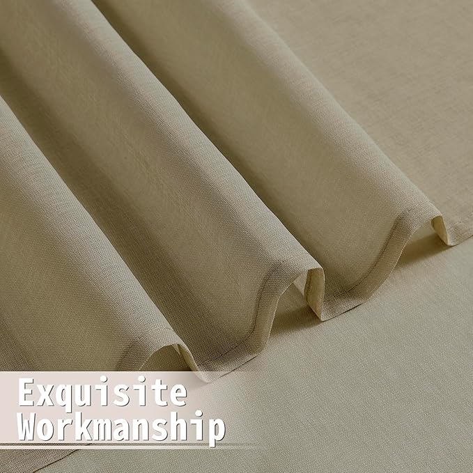 Tollpiz Sheer Linen Textured Curtain Sheers Doorway Light Filtering Voile French Door Rod Pocket Curtains Patio Glass Door, 25 x 80 inches Long, Taos Taupe, Set of 1 Panel