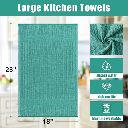 Homaxy Premium Kitchen Towels, Large Cotton Kitchen Hand Towels, Flat and Terry - Image 9