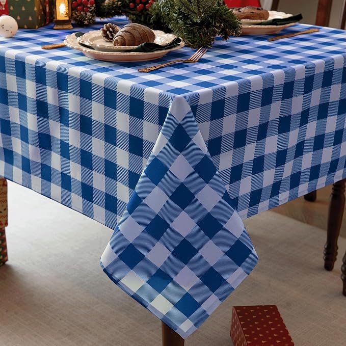 Classic Gingham Tablecloth Fabric by Essifunia