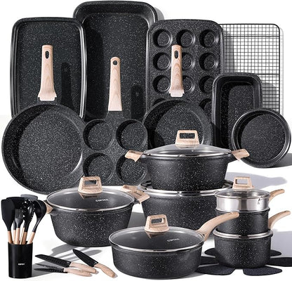 CAROTE 44pcs Pots and Pan Set Nonstick, Cookware Sets, Cooking Set Non Stick by CAROTE