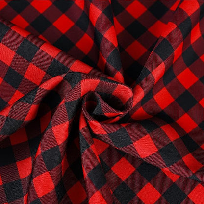 Red Waterproof Plaid Christmas Tablecloth Fabric - Image 9