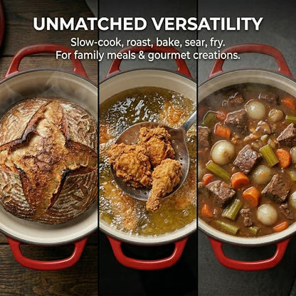SUNHOUSE Enameled Cast Iron Dutch Oven Pot - 3 QT Dutch Oven - Image 9