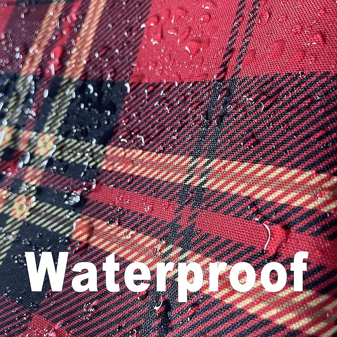 Red Tartan Waterproof Plaid Christmas Tablecloth Fabric - Square 58x58 Inch Classic Gingham Checker Holiday Table Cloth for Indoor Use - Xmas Table Cover for Picnics, BBQs, and Parties