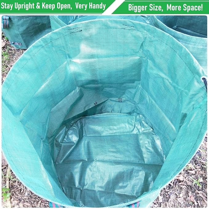 Professional 3-Pack 63 Gallons Lawn Garden Bags Reusable Yard Waste Bag - Image 5