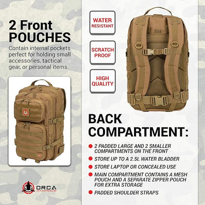 Backpack 40L Large Military 1 to 3 Day Molle Assault Pack Rucksack Army Bag
