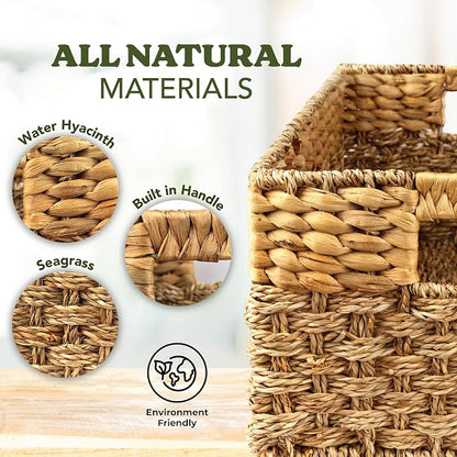 Seagrass and Hyacinth Nesting Wicker Basket, 4 pack, Natural Woven Storage - Image 7