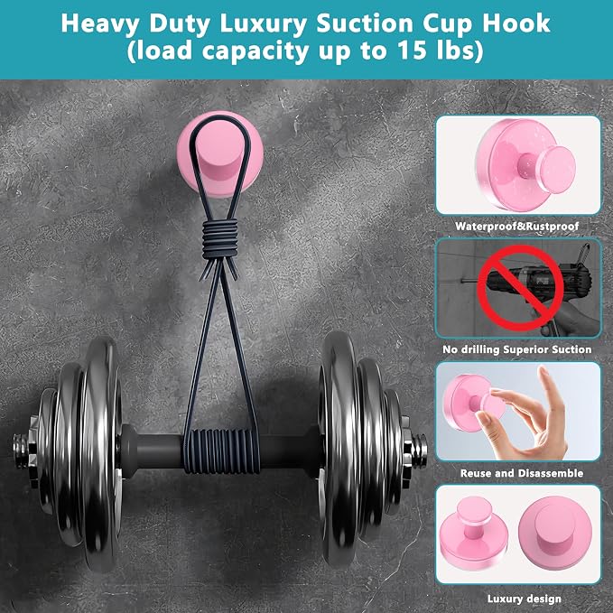 Suction Cup Hooks for Shower, Removable No Drill Towel Hooks, Upgraded 15 lbs - Image 6