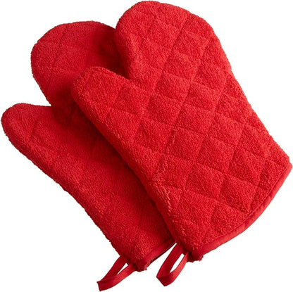 DII Basic Terry Collection 100% Cotton Quilted, Oven Mitt, 2 Piece by DII