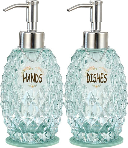 MALACHI Soap Dispenser Set, Crystal-Textured Diamond Glass by MALACHI