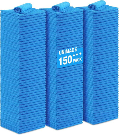 Shop Towels Rags, 150 Pack Reusable Shop Rags Bulk Microfiber Cleaning Cloth by Unimade