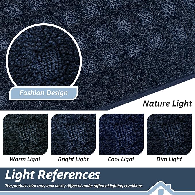 BEQHAUSE Waffle Door Mats Indoor 24"x36", Dog Mat for Muddy Paws Absorbent and Dirt Resist Floor Mats Non-Slip Washable Rugs for Entryway, Welcome Mat for Front Back Door, Muddy Wet Shoes, Navy Blue