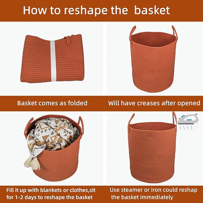 Cotton Rope Laundry Basket Hamper - Image 6
