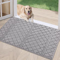 REFETONE Indoor Doormat, Front Back Door Mat 20"x32" Rubber Backing Non Slip Mats, Absorbent Resist Dirt Entrance Rugs for Entryway, Washable Low-Profile Inside Floor Mat for Muddy Wet Shoes, Grey