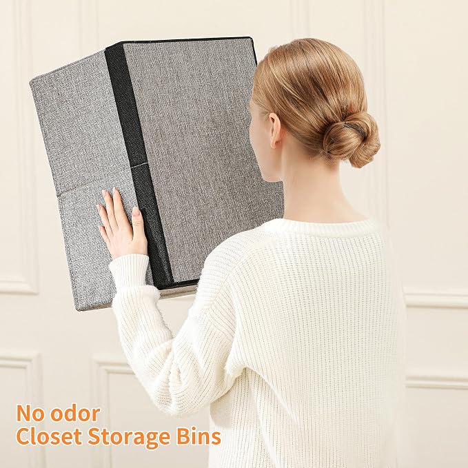 Linen Folding Storage Bins, 3 Pack Large Storage Baskets, Clothing Storage Bins - Image 5
