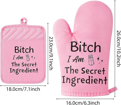 GROBRO7 6Pcs Funny Oven Mitts Pot Holders Baking Gift, I Am The Secret - Image 3
