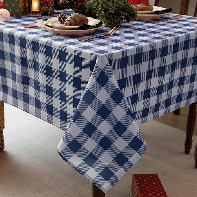 Classic Gingham Buffalo Tablecloth Fabric by Essifunia