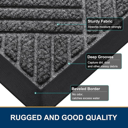 Smiry Front Door Mat Outside Entrance, Heavy Duty Outdoor Indoor Natural Rubber - Image 4