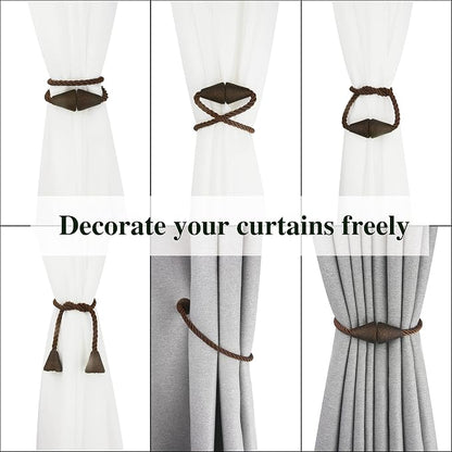 2 Pack Magnetic Curtain Tiebacks Rope Modern Handmade Curtain Tie Backs - Image 5