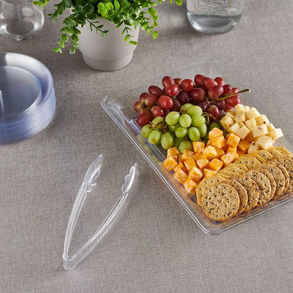 Plasticpro 9'' Serving Tongs Heavy Duty Reusable Kitchen and BBQ Clear Serving - Image 2