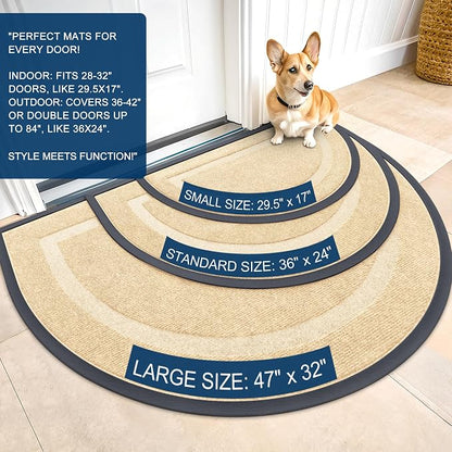 OLANLY Half Circle Door Mat Indoor Outdoor Entrance Welcome, Waterproof - Image 2