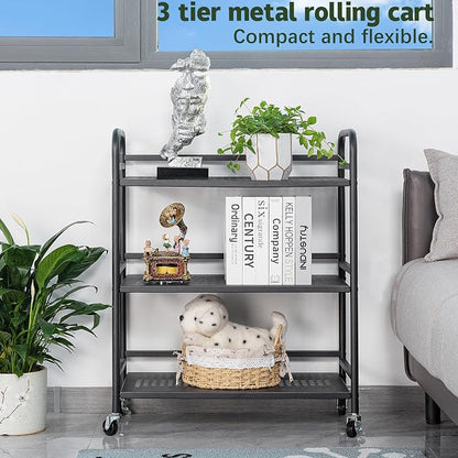 HDANI 3 Tier Metal Rolling Heavy Cart Supports 40 Lbs Per Tier, Rolling Cart - Image 3