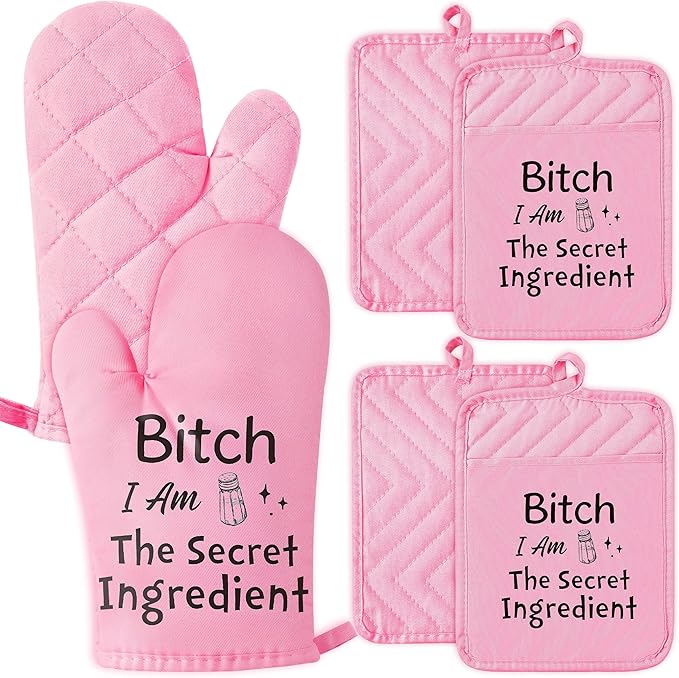 GROBRO7 6Pcs Funny Oven Mitts Pot Holders Baking Gift, I Am The Secret by GROBRO7